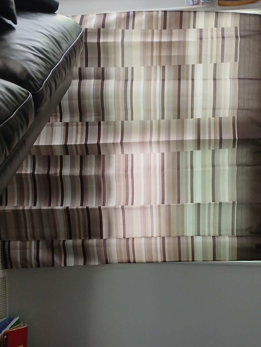 Shower Curtain Standard Size with Brown and Cream Striped Pattern.